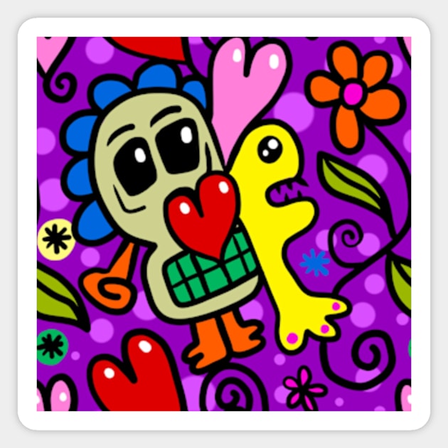 Doodle Skull Colorful Funky Design Sticker by UniqueMe